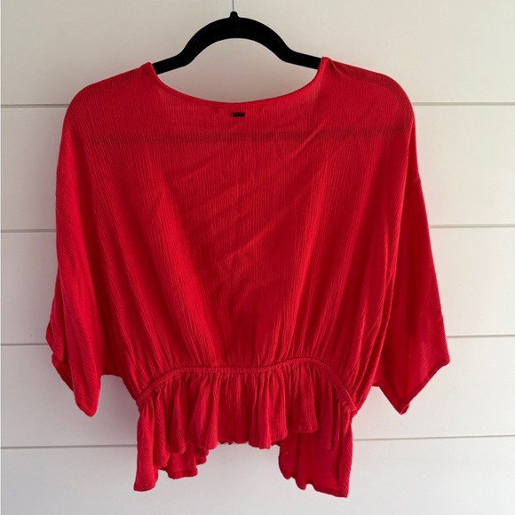 O'Neill Red V-Neck Blouse, Size Large - Picture 3 of 7